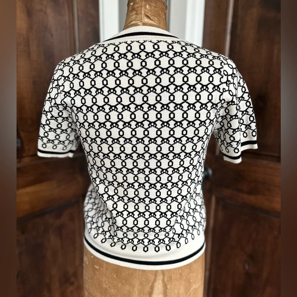 Adrianna Papell Patterned Knit Short-sleeve Top Women’s M - Picture 3 of 5